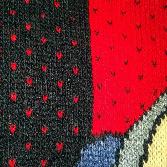 1996 Vintage Bugs Bunny Ugly Christmas Sweater Looney Tunes Black Red Hearts VTG - Picture 4 of 12